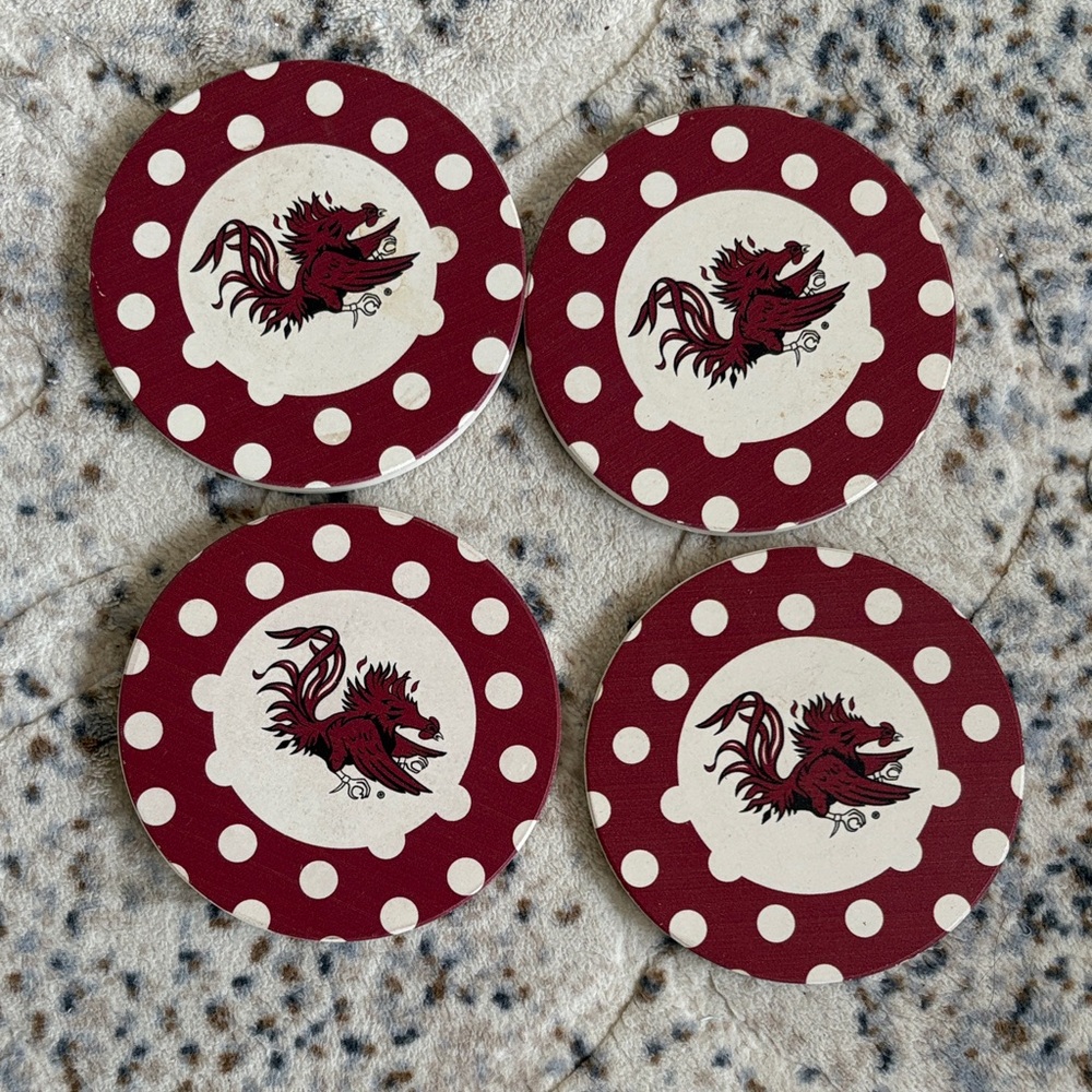Gamecock Polka Dot Coasters